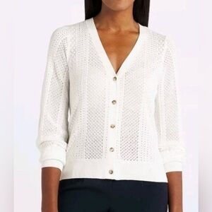 STITCH FIX LETY & ME Coral Pointelle Button Front Cardigan - M